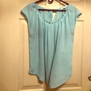 LC Lauren Conrad bow keyhole pleated neck top